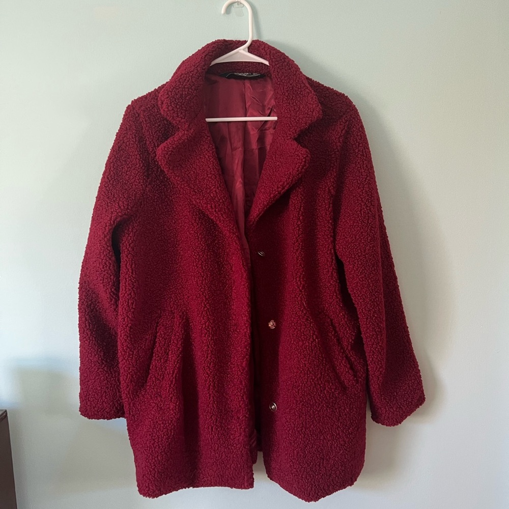 Fluffy red coat!